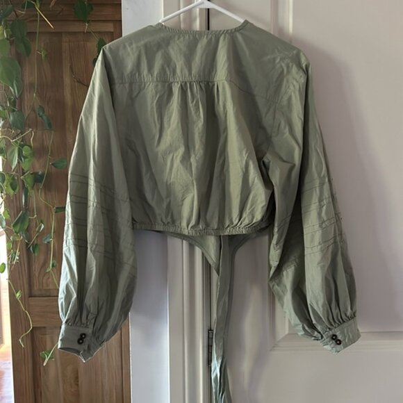 FREE PEOPLE GIGI green crop long sleeve top xs - Picture 8 of 12